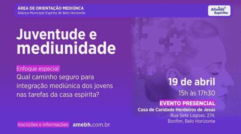 Cartaz em tom de roxo com rosto de mulher virado para a direita ao fundo.